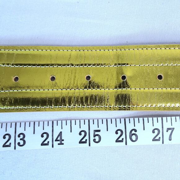 Oscar De La Renta Belt Genuine Patent Leather Golden Wide Width XSmall Waist